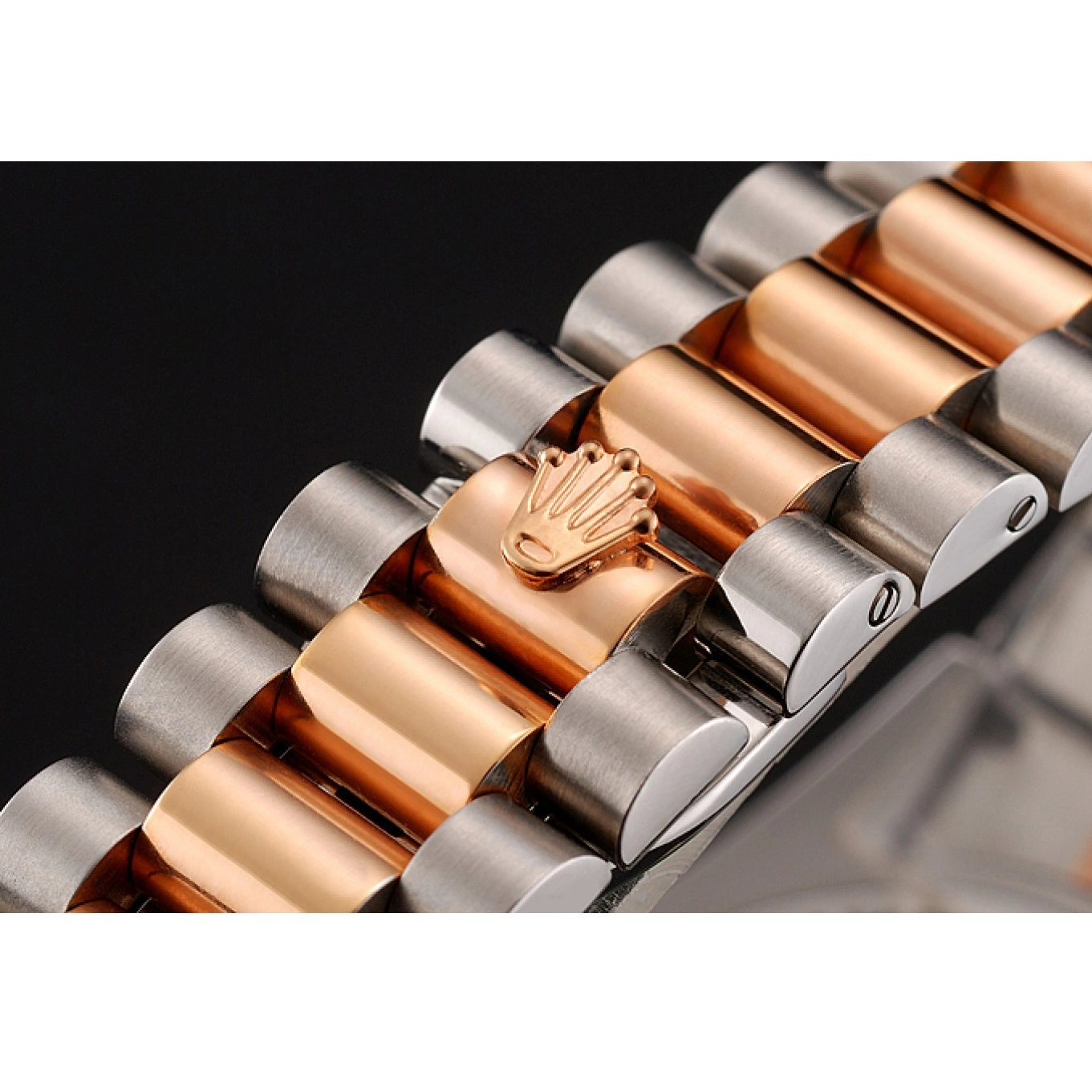 Aaa replica watch 1454106 Rolex Gold Dial And Black Day-Date Rubies Diamonds Swiss Staineless And Rose Steel Bracelet 0629